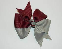 Burgundy Gray Large Double Layered Hair Bow School Uniform Hair Bows Burgundy And Gray School Uniform Hair Bow Diy Hair Bows Hair Bows Bows