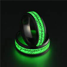 Hot Stainless Steel Ring For Lover Luminous Green And Blue Letter Ring Glow In The Dark Rings For Men Stainless Steel Rings Mens Rings Fashion