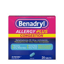 Benadryl Allergy Plus Congestion Ultratabs Allergy Medicine 24 Ct With Photos Prices Reviews Cvs Pharmacy