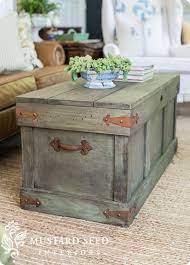 Marian had recently built a pottery barn knock off trunk coffee table and decided it was the perfect opportunity to replicate the rustic paint finish. Trunk With Distressed Paint Finish Pottery Barn Inspired Diy Farmhouse Coffee Table Coffee Table Farmhouse