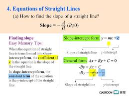 What is the slope of the line ? Slope Intercept Form Y Mx Cy Mx C General Form Ax By C 0 In Slope Intercept Form The When The Equation Of Straight Ac A How To Find The Ppt Download