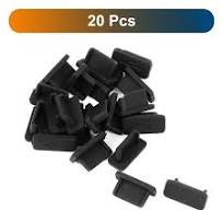 20pcs USB Type C Female Port Rubber Anti Dust Cover Cap Protector Black  11mm Long - Fits Phone، Tablet، Laptop