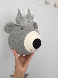 Faux Taxidermy Bear Head Fabric Wall Mounted Animal Head Nursery Wall Decor Animal Heads Animal Head Decor Faux Taxidermy