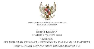 Satuan pendidikan · peserta didik · pendidik. Surat Edaran Mendikbud Ri Nomor 4 Tahun 2020 Tentang Pelaksanaan Kebijakan Pendidikan Dalam Masa Darurat Penyebaran Coronavirus Disease Covid 19 Dadang Jsn