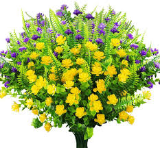 Check spelling or type a new query. Buy Greenrain 6 Bundles Artificial Flowers Outdoor Fake Plants Uv Resistant Faux Plastic Flowers Garden Window Box Porch Home Decor Yellow Purple Online In Turkey B08ky4c386