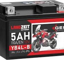 LANGZEIT YB4L-B GEL Roller Batterie 12V 5Ah 110A/EN GEL Batterie 12V  Motorradbatterie doppelte Lebensdauer entspricht CB4L-B 50411 12N4-3B  YB4L-A ...