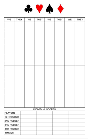 Rubber Bridge Score Cards Best Bridge In The World