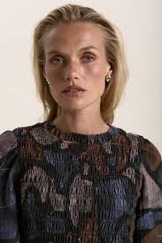 Shop Madison Shirred Top (Abstract Print)