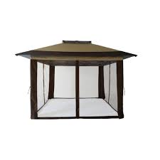 Hampton Bay 12 Ft X 12 Ft Stockton Brown Outdoor Patio Pop Up Canopy With Netting Ns Pug 144 300d The Home Depot Gazebo Prices Steel Gazebo Hampton Bay