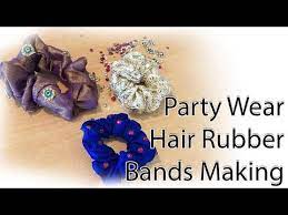 How To Make Party Wear Hair Rubber Bands At Home Diy Hair Band From Clothes Youtube Hair Bands Diy Hair Rubber Bands Diy Hairstyles