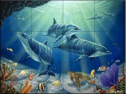 Bathroom wall design ideas before & after: Bathroom Wall Dolphin Tiles Images Trendecors