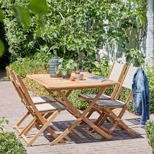 salon de jardin en bois d acacia et textilene mobilierdejardin mobilieroutdoor outdoor salondejardin jardins en bois salon de jardin table exterieur bois
