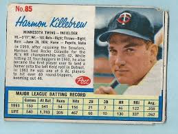 1962 Post Cereal Baseball Harmon Killebrew #85 Minnesota Twins
