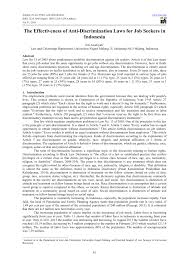Pdf The Effectiveness Of Anti Discrimination Laws For Job Seekers In Indonesia
