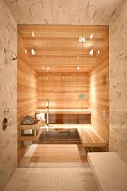 Bathroom Sauna Wood Architecture Shower Modern Warm Tones Spa Inspired Bathroom Sauna Design Sauna Shower