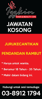 Privacy policy of the kerja kosong kerajaan 2017 application this application collects some personal data from its users. Izzkinhairbeautyspa Ø¹Ù„Ù‰ ØªÙˆÙŠØªØ± Jawatan Kosong 2017 Bangi Sertai Kami Sebagai 1 Juruterapi 2 Pendandan Rambut