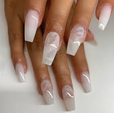 These acrylic nail designs are glamorous and unique, giving you the inspiration you'll need to create your own fabulous designs for that special occasion. Milky Nails Clear Nails Pink Acrylic Nails White Nail Designs