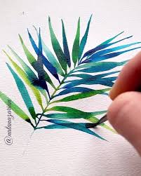 Natalia On Instagram Happy Sunday There Is Another Process Video Palm Branch Do Not Forget Diy Art Painting Flower Painting Watercolor Art