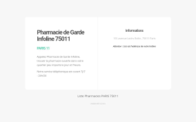 • dimanches et jours fériés: Pharmacie De Garde Infoline Paris 11