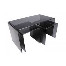 The smoked glass also continues across the table top. Long Smoked Glass Nest Of Three Tables Modern Stylish Retro Contemporary Glass Tables By Glass Tables Online
