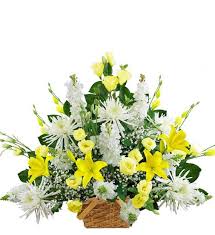 Maybe you would like to learn more about one of these? Traditional Yellow And White Sympathy Basket Avas Flowers