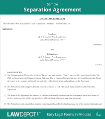 Sample Separation Agreement Separation Agreement Template Separation Agreement Legal Separation
