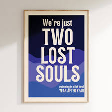 Inspired Music Print, Two Lost Souls, Song Lyrics Print, Music Gift,  Unframed Indie Rock Art, Gig Poster, Wall Decor, Rock Band, Wall Deco 