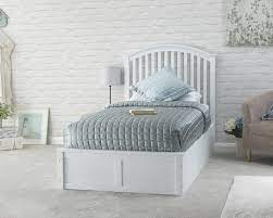 Zebery wood platform bed with headboard and footboard. White Wooden Curved Ottoman Low End Bed Frame 3 Sizes Available