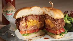 Stir cooked pasta and sirloin mixture into the cheese. Mac Cheese Stuffed Burger Recipe Tabasco Foodservice