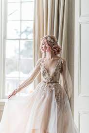 Morning Sky A Dreamy Bridal Inspiration Shoot Chic Vintage Brides Blush Wedding Dress Ball Gown Wedding Dress Bridal Gowns