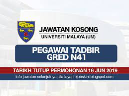Namun sebelum memohon, anda wajib mendaftar sebagai pengguna terlebih dahulu. Jawatan Kosong Universiti Malaya Um Tarikh Tutup 16 Jun 2019