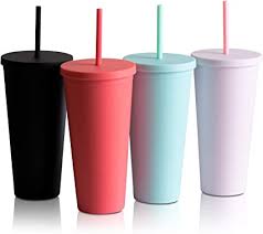 Trugos 22oz Classic Matte Acrylic Tumbler With Lid And Straw Reusable Cup Great For Travel Mug Gift Cold Coffee Amazon Co Uk Home Kitchen