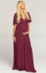 Emily Maxi Dress Merlot Chiffon Show Me Your Mumu In 2020 Dresses For Pregnant Women Red Bridesmaid Dresses Maternity Bridesmaid Dresses