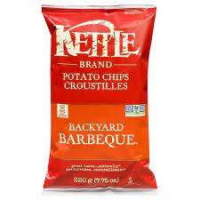 I've been to the grocery store a million times wanting to buy chips and looking at the bag not sure if they're gluten free. Kettle Backyard Barbeque Potato Chips Gluten Free Non Gmo 220g