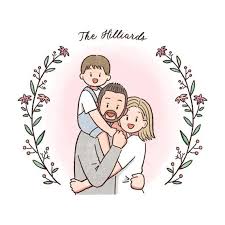Two Five Members Family Portrait Family Drawing Anniversary Gifts Holiday Cards Birth Announcements Housewarming Gifts In 2021 Family Drawing Family Illustration Family Picture Drawing