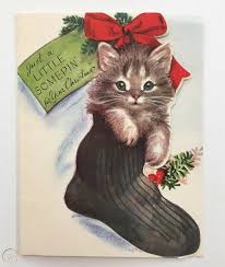 Pin By Ashley Powell On Wallpapers Vintage Christmas Cards Cat Christmas Cards Christmas Cards