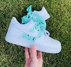 Teal Bandana Air Force 1 The Custom Movement In 2020 White Nike Shoes Jordan Shoes Girls Girls Shoes