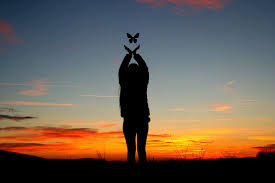 Also for mobile and tablet. Hd Wallpaper Sunset Girl Shadow Butterfly Sky Cloud Red Silhouette Wallpaper Flare