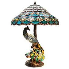 Peacock Tiffany Style 26 5 Peacocks Hallow Double Lit Stained Glass Table Lamp Glass Table Lamp Stained Glass Table Lamps Tiffany Style Lamp