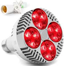 Amazon Com Red Light Therapy Lamp With Socket Pdgrow 48w 24 Led Deep Red Light Therapy Bulb Heat Device 670 Nanometer Red Near Infrared Light 850nm For Face Skin Body Feet Muscle Health