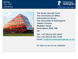 University of nottingham, malaysia (unmc) är ett campus till university of nottingham i uk beläget i semenyih, 30km söder om kuala lumpur. Ppt Study Abroad At The University Of Nottingham Powerpoint Presentation Id 5176713