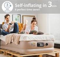 Simpli Comfy 18" Raised Twin Inflatable Air Mattress with Built-in AC Pump,  Fast Self-Inflating Blow Up Air Bed with Waterproof Top for Home, Travel,  ...