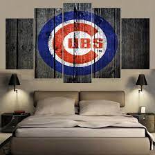 Chicago Cubs Barnwood Style Baseball Canvas Baseball Canvas Customized Canvas Art Cubs Room