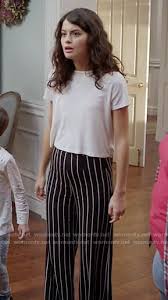 Wornontv Sabrina S Striped Wide Leg Pants On The Mick Sofia Black D Elia Clothes And Wardrobe From Tv