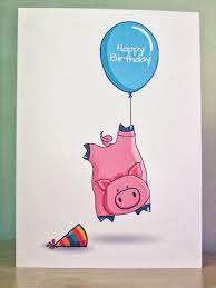 Pig Birthday Card Http Www Etsy Com Listing 163527307 Pig Birthday Card Pig Birthday Birthday Card Printable Birthday Card Online