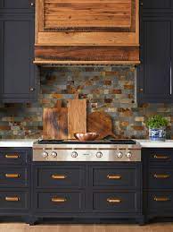Choose a light blue for the backsplash to keep the room light and fresh. Rusty Brown Slate Mosaic Backsplash Tile For Traditional Kitchen