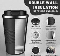 Amazon.com: Insulated Coffee Tumblers with Flip Lid 12oz / 17oz, Stainless  Steel Travel Coffee Mug Leak Proof, Vacuum Insulated Coffee Mug Thermos ...