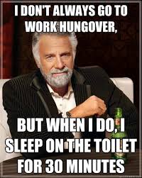 I Don T Always Go To Work Hungover But When I Do I Sleep On The Toilet For 30 Minutes The Most Interesting Man In The World Quickmeme