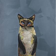 Siamese cat painting with blue background. Siamese Cat Wall Art Wayfair