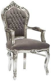 Maxioccasioni Fauteuil Style Baroque Argent Gris Chaise Avec Accoudoirs Amazon Fr Cuisine Et Maison